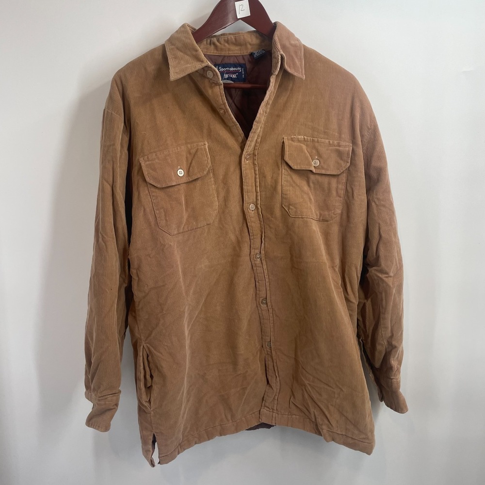 Big Yank Sport-abouts Flap Pocket Quilted Lined Corduroy Shirt Jacket Brown L